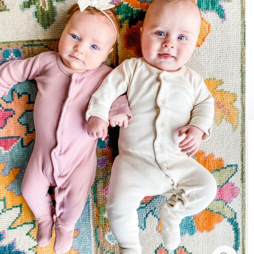 Organic Snap Footie in Mauve Loved baby cotton preemie pajamas